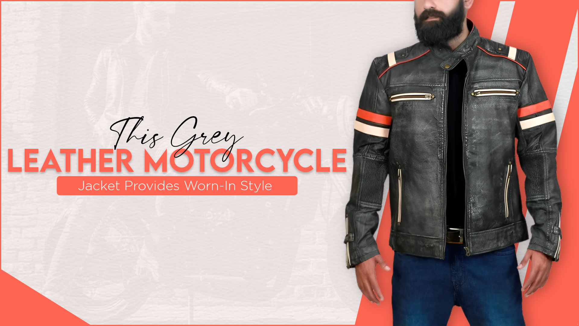 This Grey Leather Motorcycle Jacket Provides Worn-In Style