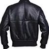 Black Leather Bomber American Flag Jacket Men