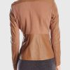Brown Slim Fitted Biker Leather Jacket For Women