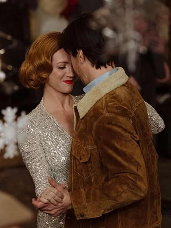 Buy Justin Long Christmas with the Campbells Brown Shearling Suede Leather Jacket