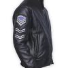 Leather Black Bomber American Flag Jacket For Men